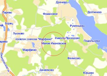 дер. Малое Ивановское на карте дер. Малое Ивановское на карте